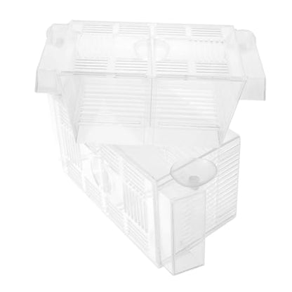 2pcs Self-Floating Fish Breeding Box Double-Layer Aquarium Incubator for Betta Fish Fry Hatching Tank with Divider for Shrimp and Reptiles