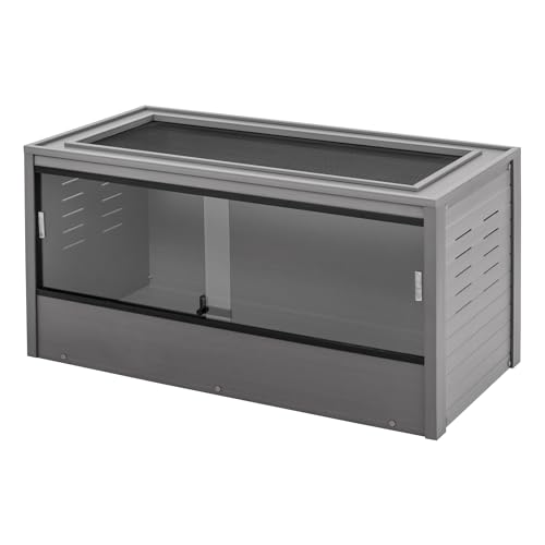 New Age Pet ECOFLEX 48" Wide Large Reptile Habitat, Mojave Lounge for Snakes, Tortoises & Lizards in Maple, Black & Grey, Easy Assembly, Sliding Glass Doors & Mesh Top - color: Grey, size: Large