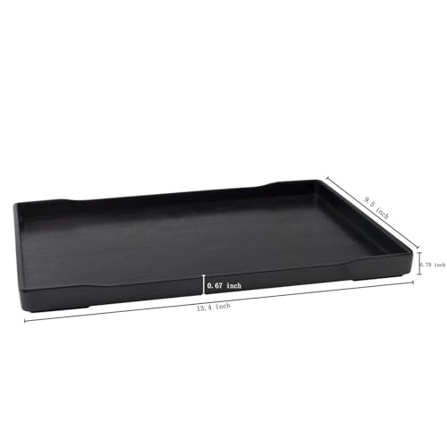 OMEM Reptile Bowl Large Food and Water Dish Enough Space Also Fit for Bath Simulated Wood Grain Surface (XL, Black) - color: Black, size: XL