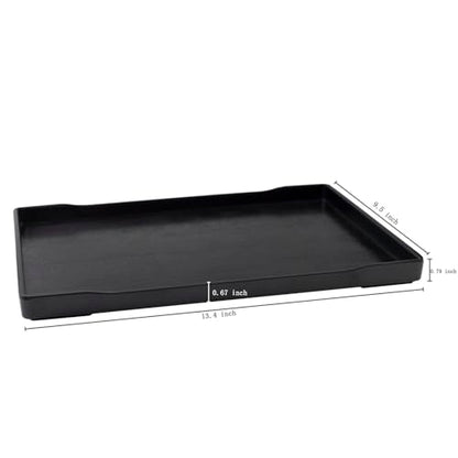 OMEM Reptile Bowl Large Food and Water Dish Enough Space Also Fit for Bath Simulated Wood Grain Surface (XL, Black) - color: Black, size: XL
