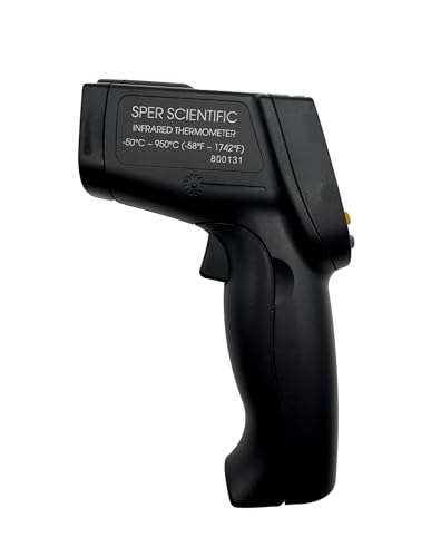 Sper Scientific 800131 Infrared Non-Contact High Temp Thermometer 12:1/1742°F with Color LCD and Laser Sight – Industrial Temperature Gun for HVAC, Automotive, Electrical, Cooking & More