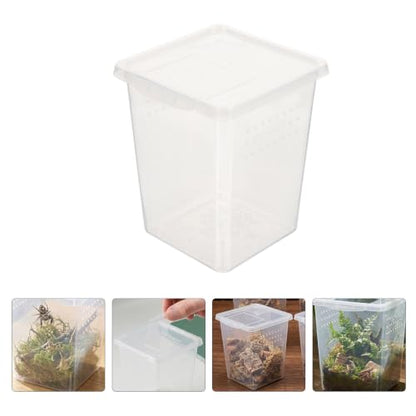 4pcs Reptile Feeding Box for Crickets and Tarantulas with Multihole Ventilation Design, Crystal Observation, Smooth Plastic Surface, for Terrestrial Habitat and Colony Container