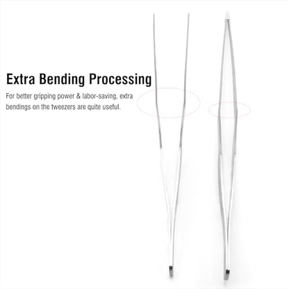 15'' Long Aquarium Tweezers, 304 Stainless Aquascaping Tongs, Pack of 2 | Snake Feeding Tweezers, for Salt & Fresh Water Fish Tank, Curved & Straight