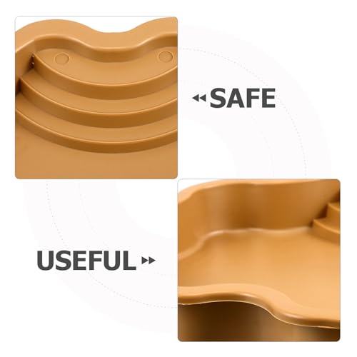Artibetter Reptile Food Bowl and Turtle Soaking Tray Plastic Basin with Ramp for Amphibians and Lizards Brown Yellow Pet Bathing Pool for Turtle and Gecko Habitat