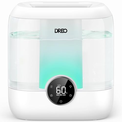 DREO 6L Humidifiers for Bedroom, 60H Runtime, 28 dB Quiet, HM524 | Precise Humidity Control, Easy to Refill & Clean, Nightlight, Cool Mist Humidifiers for Large Room, Baby Nurseries & Plants