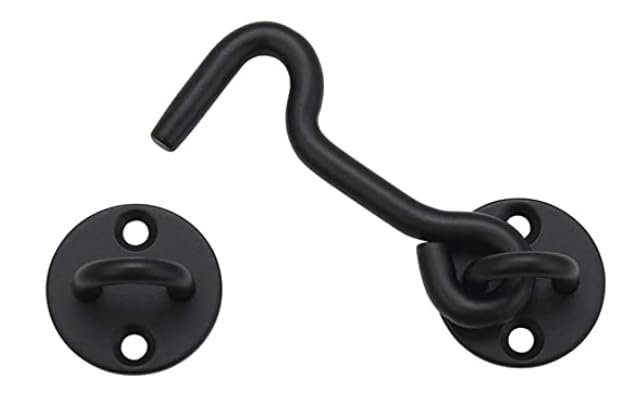 4" Privacy Hook and Eye Gate Door Latch, Easy Barn Door Lock, Black | Solid 5/16" Iron Rod, 2-Layer Powder Coating, Quick Locking for Sliding Barn, Pocket, Closet, Screen Doors, Indoor/Outdoor