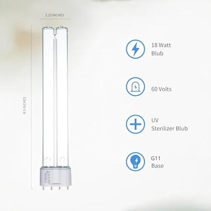 18W UV Light Bulb for Pond Aquarium Outdoor Light Clarifier | Aquarium UV Lights Water Garden Clarifier, 2 Pack 18W Replacement Light for , Fish Tank, Turtle tank, for G11 Base - size: 18W-UVC-2P