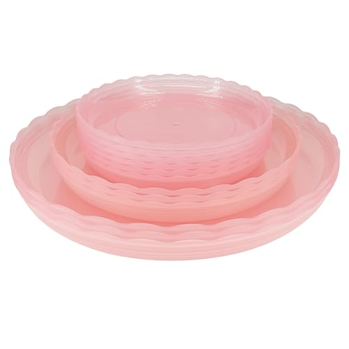 12Pcs Clear Plant Saucer, 6 8 10 Inch Durable Plastic Plant Tray, Round Plant Pot Saucers, Drip Tray for Indoor and Outdoor Garden, Red - color: Red(6" 8" 10")
