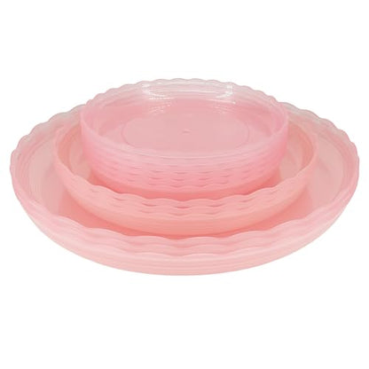 12Pcs Clear Plant Saucer, 6 8 10 Inch Durable Plastic Plant Tray, Round Plant Pot Saucers, Drip Tray for Indoor and Outdoor Garden, Red - color: Red(6" 8" 10")