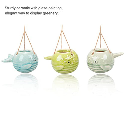 6 Pack Air Plant Holder Unique, Cute Pufferfish Air Plant Hanger Wall Planter, Ceramic Tillandsia Airplants Holders Hanging Wall Decor for Home Office (Pufferfish-Small (3.2 x 2 in)) - size: Pufferfish-Small (3.2 x 2 in)