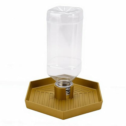 Haofy Reptile Water Bottle 6.3 x 5.9 x 5. inches Turtle Food and Water Bowl Automatic Feeders Waterer Tortoise Dispenser Bottle Feeding Dish for Lizard Chameleon (L) - color: Earthy Yellow