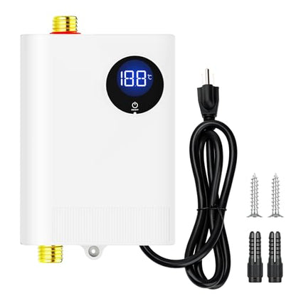 110V Tankless Water Heater Electric, YIHUIBF 3000W Tankless Electric Water Heater Instant, Under Sink Water Heater with Digital Display, On Demand Hot Water Heaters Electric for Kitchen Washin