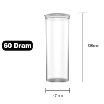 60 Dram CR Plastic Packaging Pop Top Containers - Child Resistant Travel Holder Vial Bottles - 75 qty (Clear) - color: Clear
