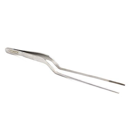 O'Creme 8 Inch Stainless Steel Precision Kitchen Culinary Offset Tweezer Tongs | Precision culinary tool ideal for plating, garnishing, and delicate kitchen tasks. Sleek, professional-grade design. - color: Silver, size: 8" Offset