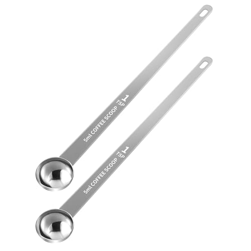 2PCS Extra Long Handle Coffee Scoop, 1Tsp(5ml) Measuring Spoon | 9” Length, Food-Grade Stainless Steel, Accurate Measurement, Dishwasher-Safe, Engraved Marking, Coffee Ritual Essential - size: 1tsp