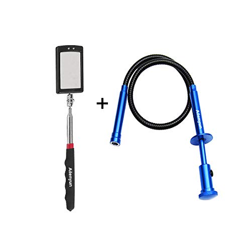 Telescoping inspection mirror with LED lights，Flexible Claw Grabber Tool Magnetic 4 Claw Picker. Combination tool set. Easy to extendable observe and grab the items in the gap picker upper grabber - style: Suit