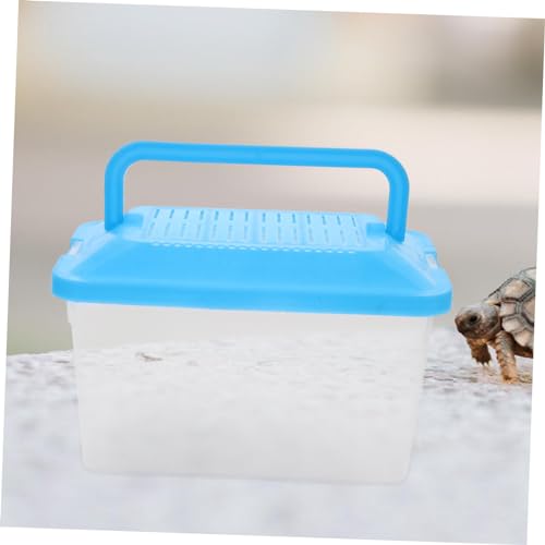 3pcs Portable Handheld Fish Tank Transparent Reptile Aquarium Box for Turtles and Hamsters Creative Feeding Box for Pet Cleaning Color Lid