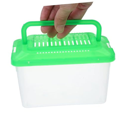 NUOBESTY 2pcs Portable Pet Container and Travel Fish Tank with Lid, Medium Plastic Turtle Terrarium and Reptile Tank Box for Small Pets and Hamsters
