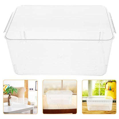 KALLORY Rectangle Aquarium Tank with Lid, Shatterproof Plastic Turtle Habitat Terrarium for Desktop Fish and Shrimp, Eco-Friendly Closed Water System for Home and Office Use