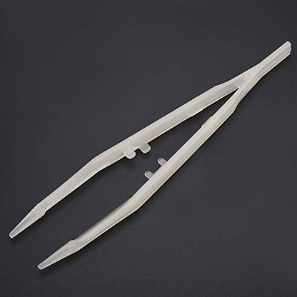 Glow in The Dark Reptile Feeding Tongs 10.6 Inch with Rubber Tip | Stainless Steel Tweezers, Long Curved & Straight Feeder Tool Kit for Bearded Dragon Snake Lizard Terrarium Accesso