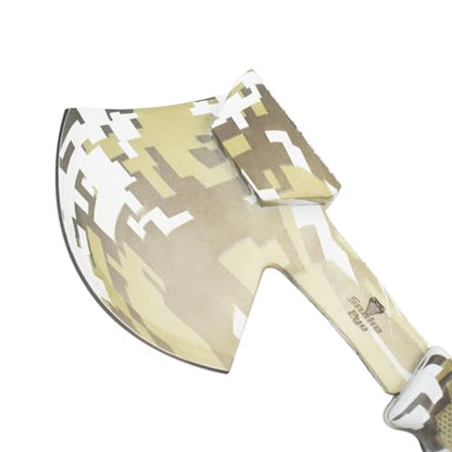 Snake Eye Tactical Heavy Duty 3PC Hunting & Camping Set – Full Tang Camping Axe, 9.5" Fixed Blade Gut Hook Knife, Sharpening Rod, and Heavy Duty Nylon Combo Sheath Included (Grey Camo) - color: Grey Camo