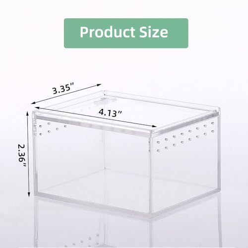 Small Acrylic Reptile Enclosure, No Assembly Small Reptile Breeding Box for Insect Tarantula Hermit Crab Jumping Spider (4x3.3X2.5 in) - size: 4x3.3X2.5 in