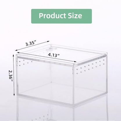 Small Acrylic Reptile Enclosure, No Assembly Small Reptile Breeding Box for Insect Tarantula Hermit Crab Jumping Spider (4x3.3X2.5 in) - size: 4x3.3X2.5 in