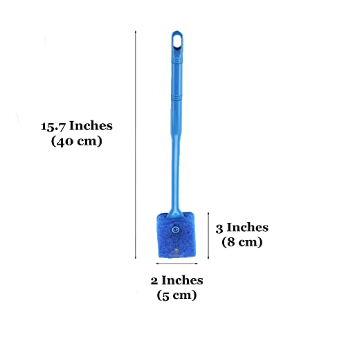SunGrow Aquarium, Crested Gecko, Hermit Crab Sponge Scraper Cleaner, 16” x 2”, Double-Sided Blue Sponge, Freshwater & Saltwater Fish Tank Maintenance, for Glass Surfaces Only
