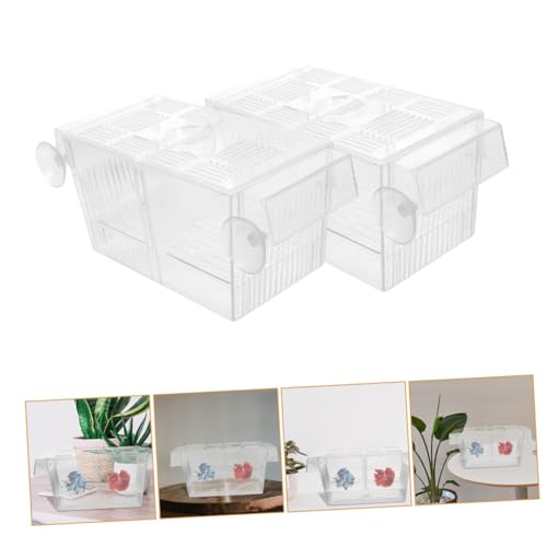 4pcs Self-Floating Fish Fry Incubator Aquarium Breeding Box Betta Fish Separator Box Dual-Layer Breeding Separator Reptile Shrimp