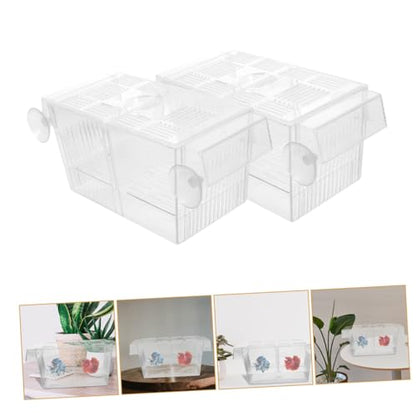 4pcs Self-Floating Fish Fry Incubator Aquarium Breeding Box Betta Fish Separator Box Dual-Layer Breeding Separator Reptile Shrimp