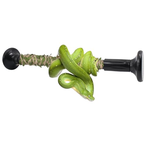 Snake Climbing Stick with Simulation Green Leaf Hemp Rope, 15.7''-19.7'' Retractable Climbing Toy for Corn Snakes, for Ball Python Lizard Leopard Gecko Terrarium Habitat Decoration