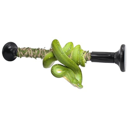 Snake Climbing Stick with Simulation Green Leaf Hemp Rope, 15.7''-19.7'' Retractable Climbing Toy for Corn Snakes, for Ball Python Lizard Leopard Gecko Terrarium Habitat Decoration