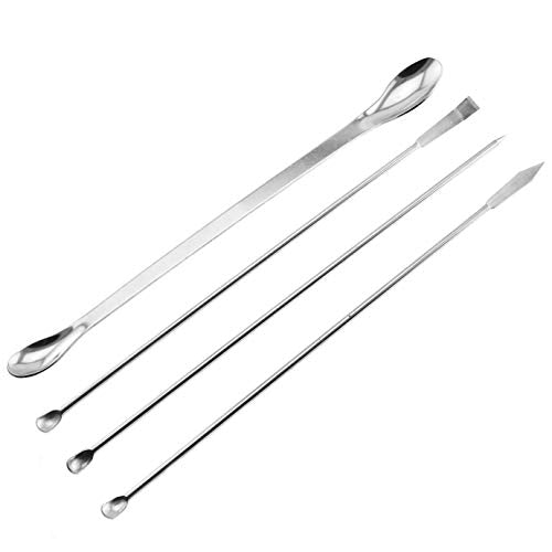 1 Set Stainless Steel Micro Lab Sampling Scoop Spatulas Combination Reagent Spoon Laboratory Supplies (Pack of 4)