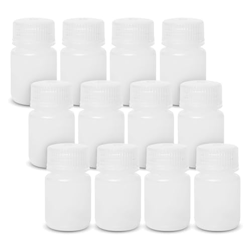 United Scientific™ Wide Mouth Sample Containers with Lids, 30ml, 12-Pack | 1 oz Plastic Bottles, Autoclavable Laboratory Grade Polypropylene, Leakproof Seal Ring, BPA & Phthalate Free, RoHS Compliant - size: 1 oz (Pack of 12)