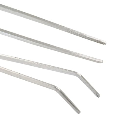 2PCS Stainless Steel Reptile Feeding Tongs | Long Tweezers, Aquarium Terrarium Feeder Tools, For Reptiles, Lizards, Snakes, Straight and Curved