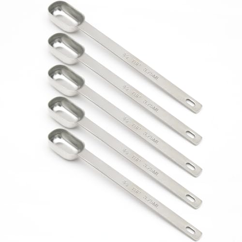3PCS 3/4TSP(3.75ML) Measuring Spoon, Stainless Steel Long Handle Teaspoons | High Precision, Food-Grade Stainless Steel, ‌Rust-Free, Dishwasher-Safe, Easy-Read Markings, Multi-Purpose, Sturdy & Durable - size: 3/4tsp|1/4tbsp|3.75ml|1/8oz