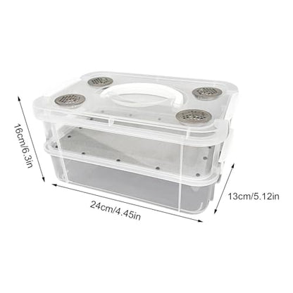 Mealworm Container - Ventilated Lid Transparent Fine Mesh | Mealworm Keeper Box Habitat - for Reptiles, Birds, Chickens, Lizards, Bearded Dragon, Frogs, Tortoises