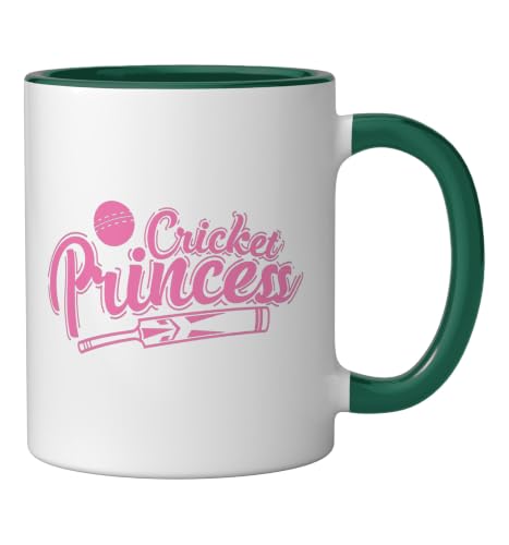 Cricket Princess Ball Sport Hobby Team Ceramic Mug, Dark Green/White, 11oz - color: Dark Green/White, size: 11 Ounces