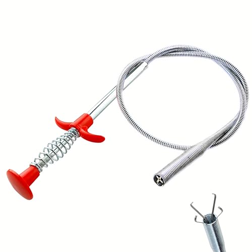 Drain Snake, Drain Clog Remover - Gutter Cleaning Tools Drain Cleaner for Toilet Sewer Shower Kitchen Bathroom Tub Clogged Drains Opener Cleaning Tool, Flexible Grabber Claw Pick Up Reacher (30 inch) - size: 30 inch