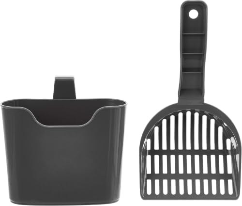 Amazon Basics Durable Cat Litter Scoop with Holder, Hangs on Litter Box, Efficient Scooper, 1 Count (Pack of 12) - size: 1 Count (Pack of 12)