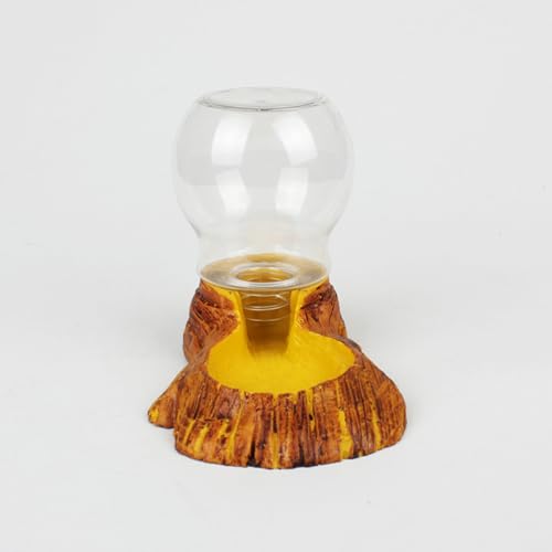 HEMOTON Automatic Reptile Water Feeder with Smooth Surface Resin Bowl, Wood Texture Design, Tasteless Material, for Lizards and Tortoises in Terrarium Water Drinking Fountain
