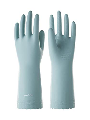 LANON wahoo Cleaning Gloves with Cotton Flocked Liner, Surf Spray, Large | Dishwashing, Latex Free, Skin-Friendly, Dishes Washing, Reusable, DEHP-Free, Non-Slip, Household Kitchen Gloves - size: Large