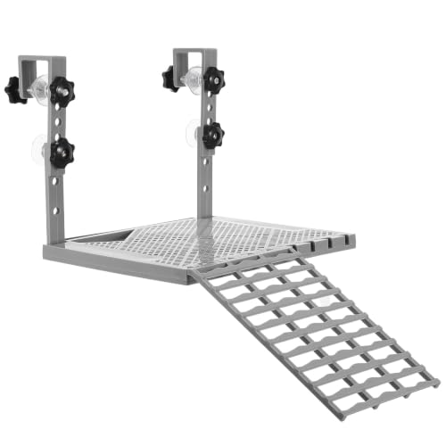 YARNOW Large Turtle Basking Platform for Aquatic Turtles, Sturdy Floating Reptile Habitat Dock with Non-Slip Ramp, Tank Accessories