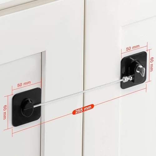 Refrigerator Lock, 6 Pack Fridge Locks with Thickened Wire Rope, Baby Proof Cabinet Locks with Keys, Safety Pantry Lock
