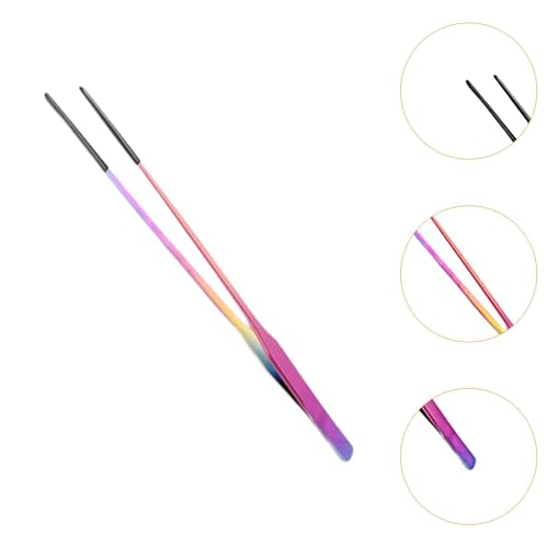 Reptile Feeding Tongs Stainless Steel Silicone Tip Aquarium Tweezers Terrarium Clamp Feeder Tool Water Grass Clip Suitable for Fish Tank Small, Straight - color: Straight
