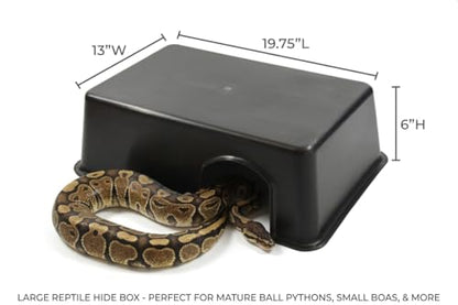 XXL Jumbo Reptile Hide Box – Large Snake & Lizard Shelter, Durable Plastic Terrarium Cave for Bearded Dragons, Ball Pythons, Snakes, Monitors – Easy Clean, Secure Offset Entrance