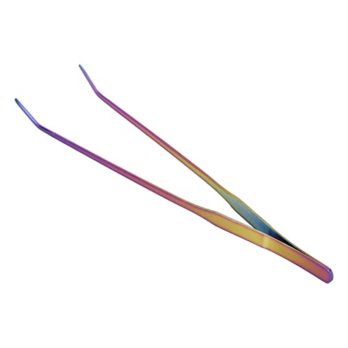 Aquarium Tweezers 27cm – Stainless Steel Feeding Tongs for Plants, Reptiles, Snakes & Lizards, Tool Compatible with Standard Tanks - size: 27cm bent clip