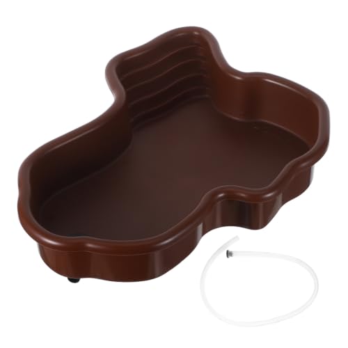 Toyvian Ultralarge Reptile Bathing Pool with Ramp for Turtle and Lizard Abs Material Turtle Soaking Basin with Spacious Bathing Experience for Aquarium and Terrarium Use