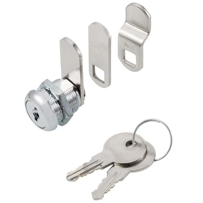 Cabinet Cam Locks Keyed Alike, 5/8” Cylinder Cam Locks for Tool Box RV Compartment Mailbox Vending Machine Drawer File Cabinet, Fits 3/8” Max Panel Thickness, Chrome Finish with 3 Cams and 2 Keys - size: 5/8 Inch