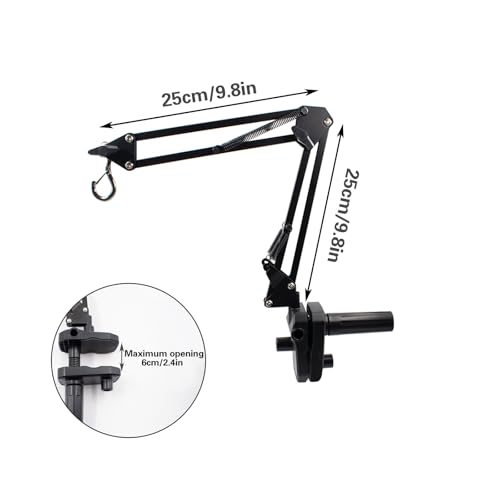 Reptile Heat Lamp Stand Clip-Type, Black Metal Multi-Position Adjustable Light Holder with 360°Swing Arm for Clipping onto Fish Tank, Turtles Chameleons Terrarium (Lamp Not Included)